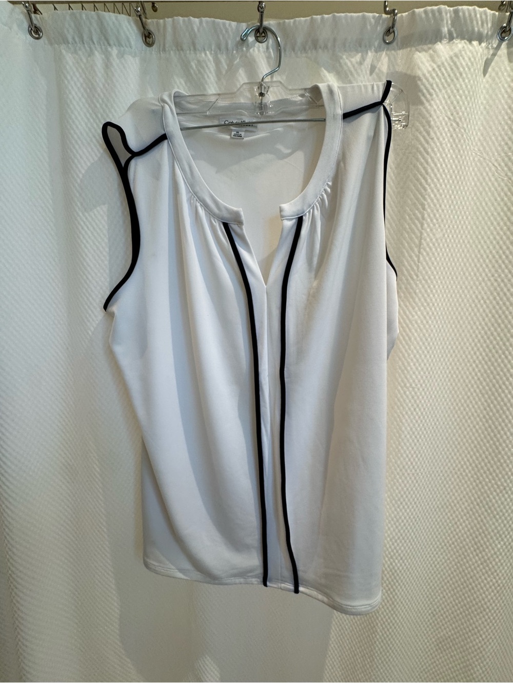 Calvin Klein White Sleeveless Camisole with Black Trim